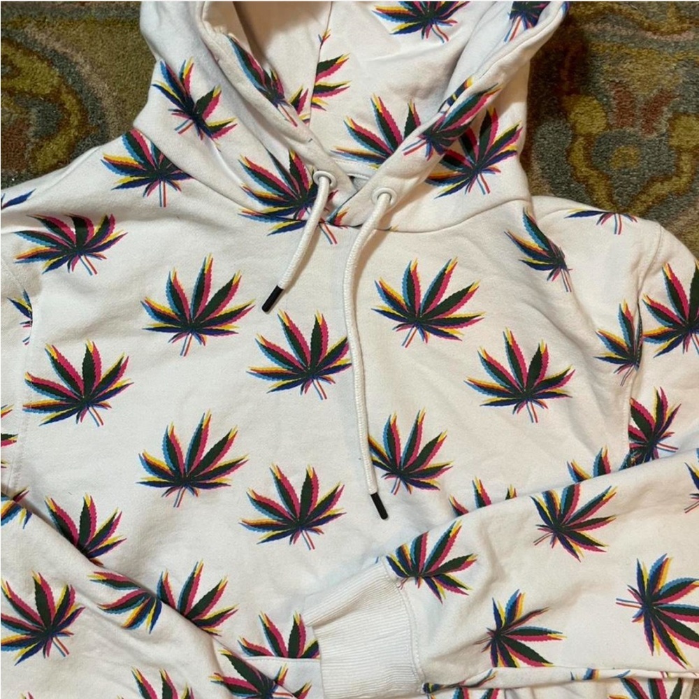 WESC Cannabis Weed Trippy Hippie Hoodie Womens M or Mens S. - Picture 3 of 6